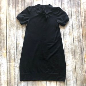 Theory Black Bow Short-Sleeved Sweater Dress
